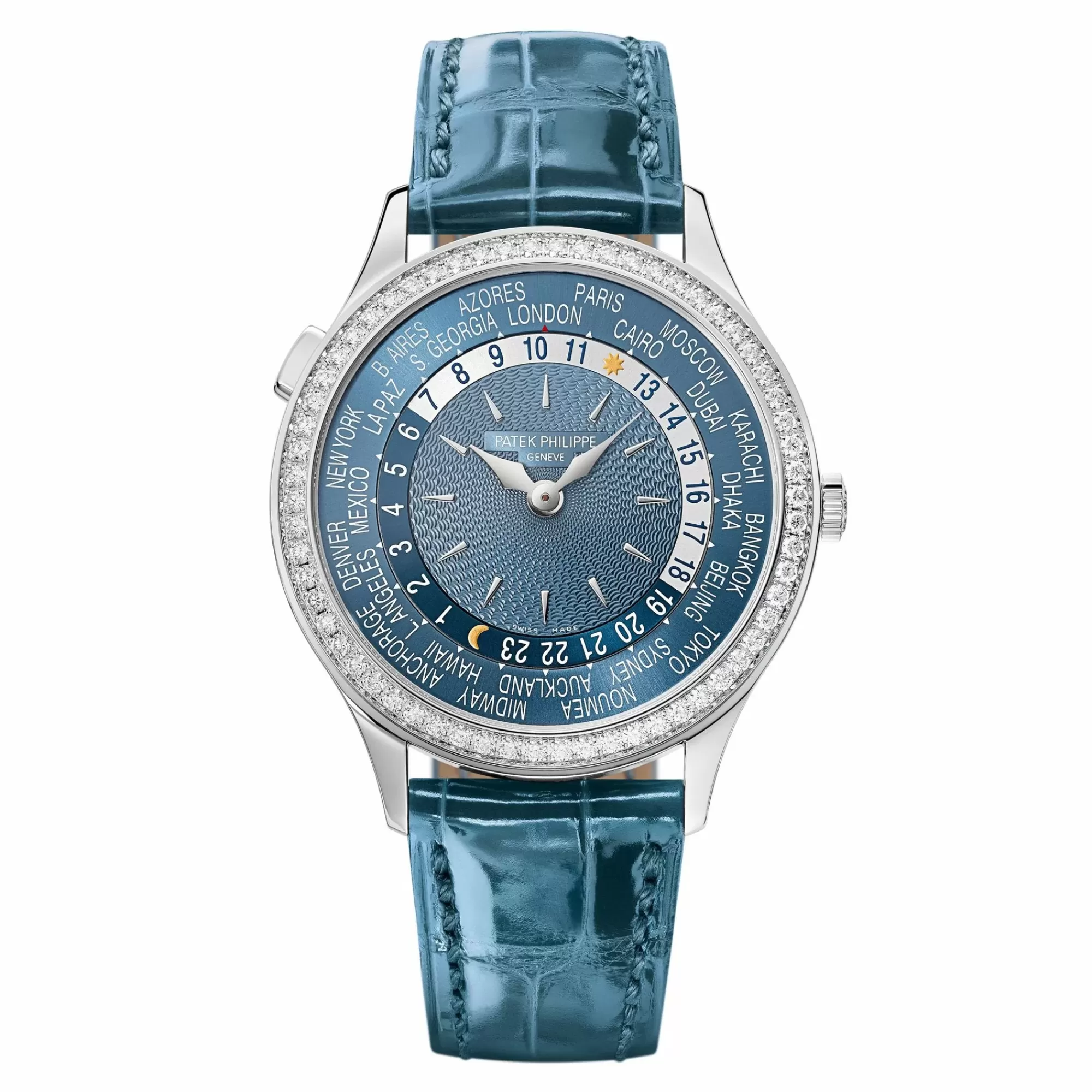 Patek Philippe Complications 18K White Gold Diamond World Time 7130G-016 Store