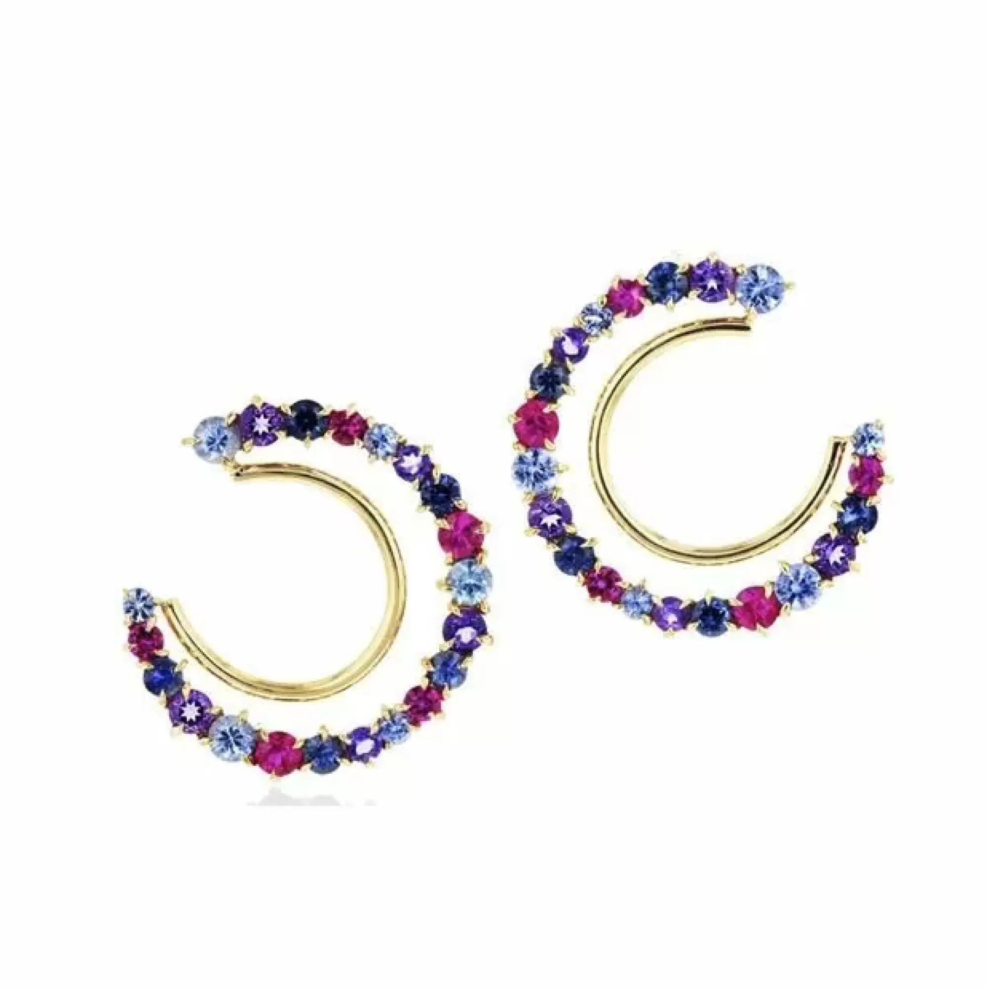 Phillips House Dusk Enchanted 14K Yellow Gold Multi Stone Fan Earrings Best