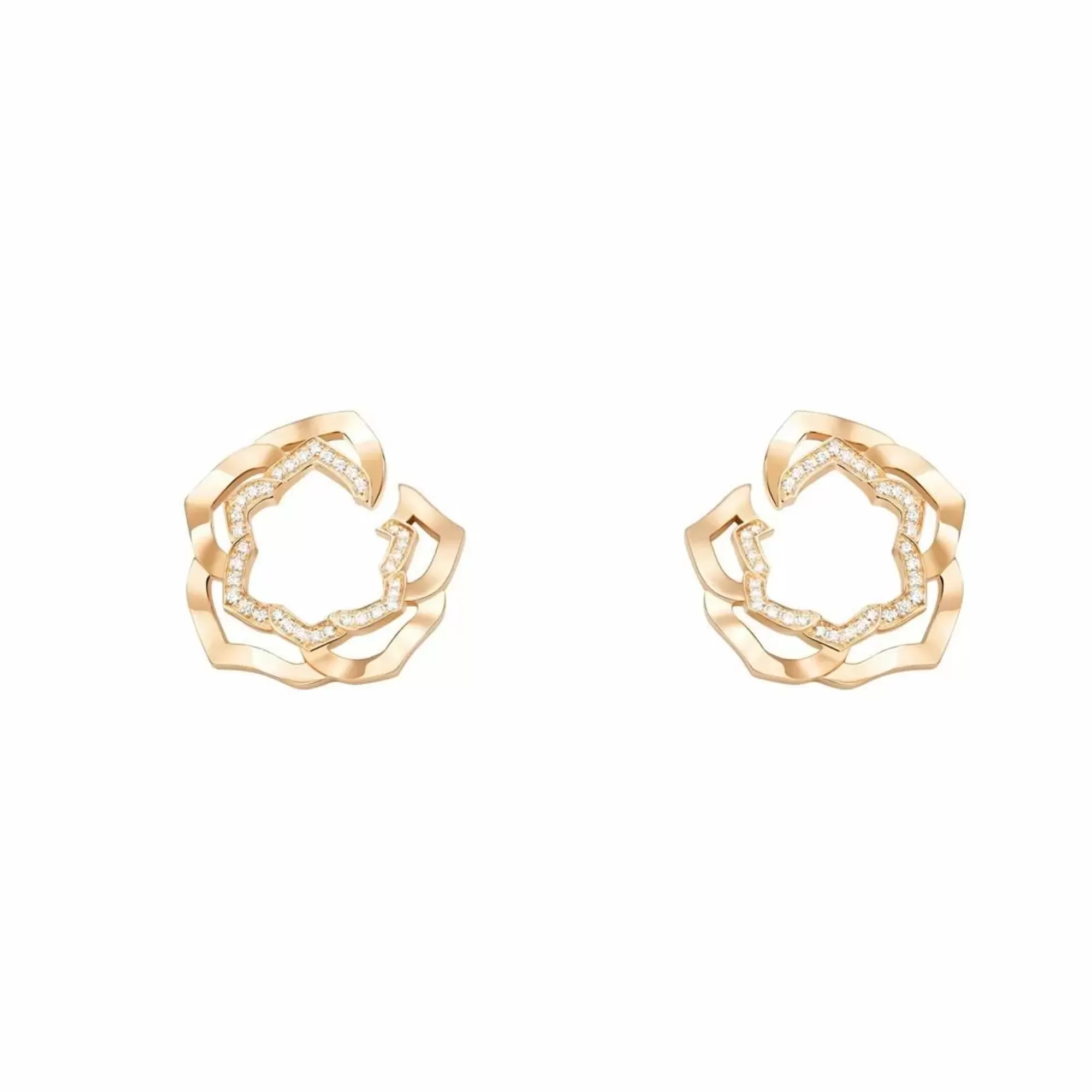 Piaget 18K Rose Gold Diamond Rose Earrings Flash Sale