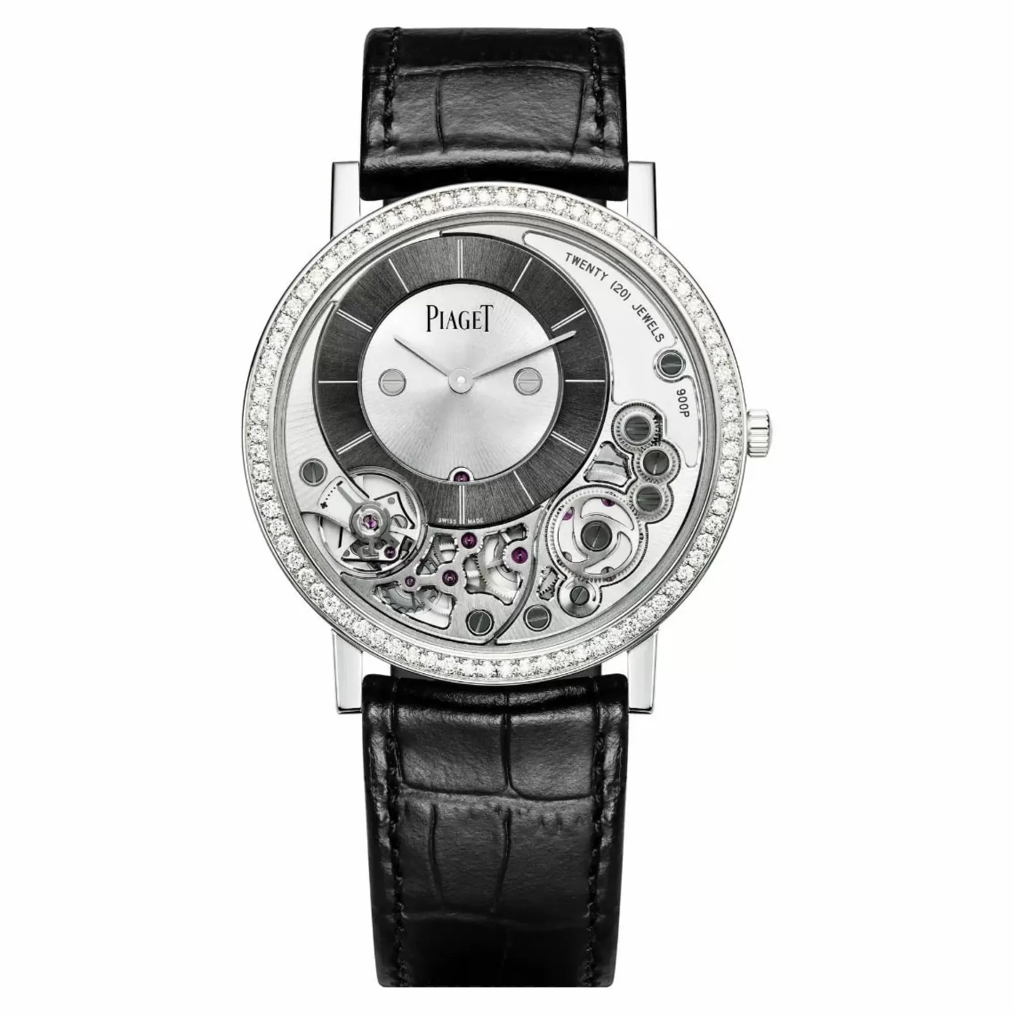 Piaget Altiplano 18K White Gold 38Mm Diamond Bezel Skeleton Dial Watch Clearance