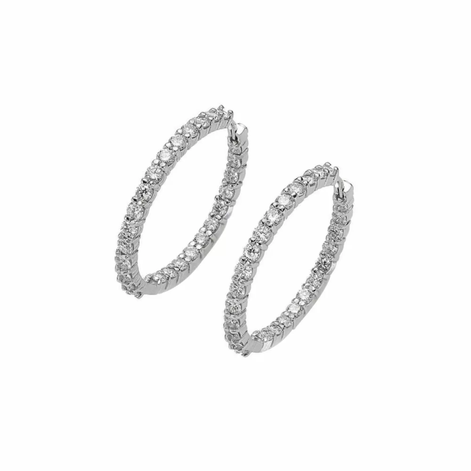 Roberto Coin 18K White Gold Diamond Inside Outside Hoop Earrings Best Sale