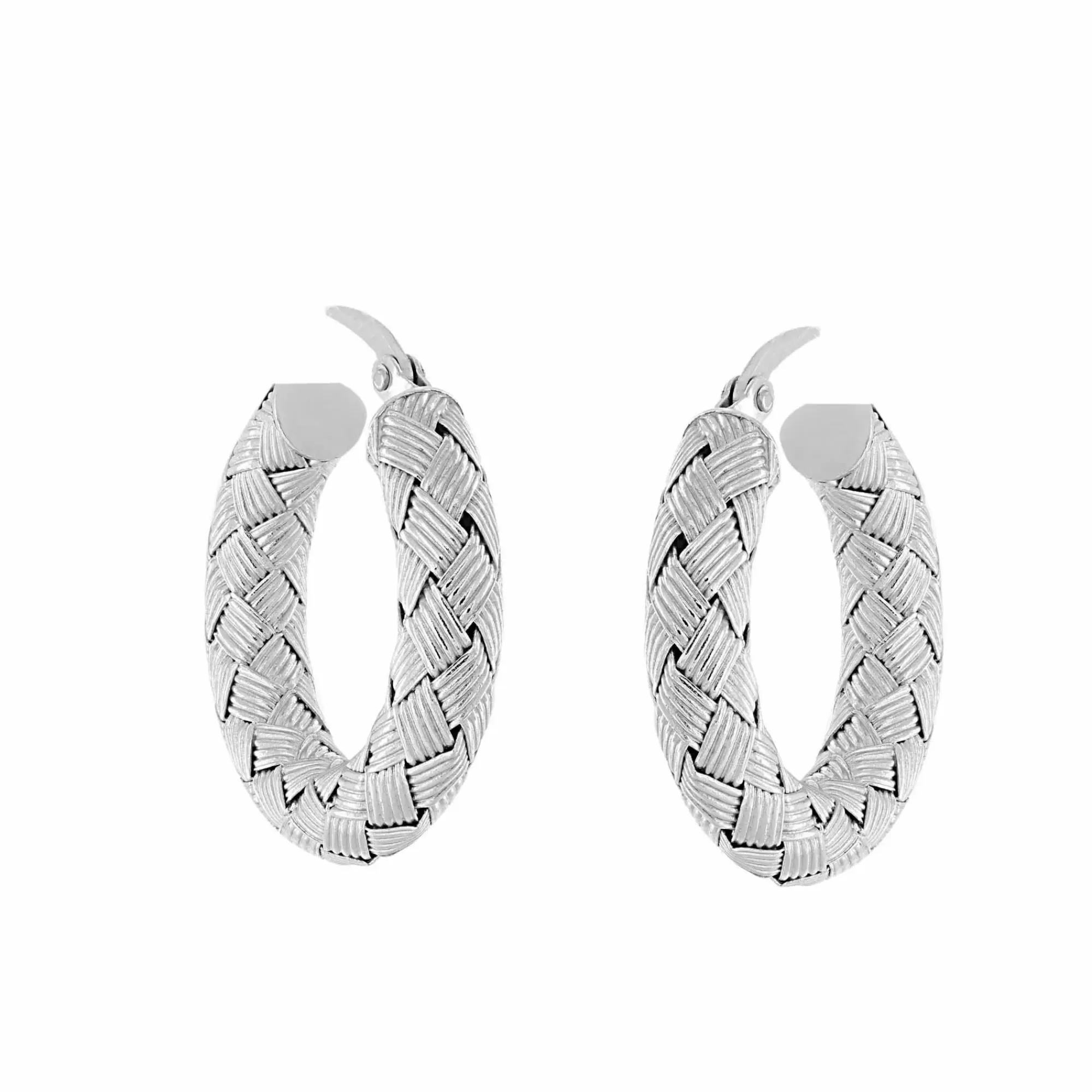 Roberto Coin 18K White Gold Large Woven Hoop Earrings Online