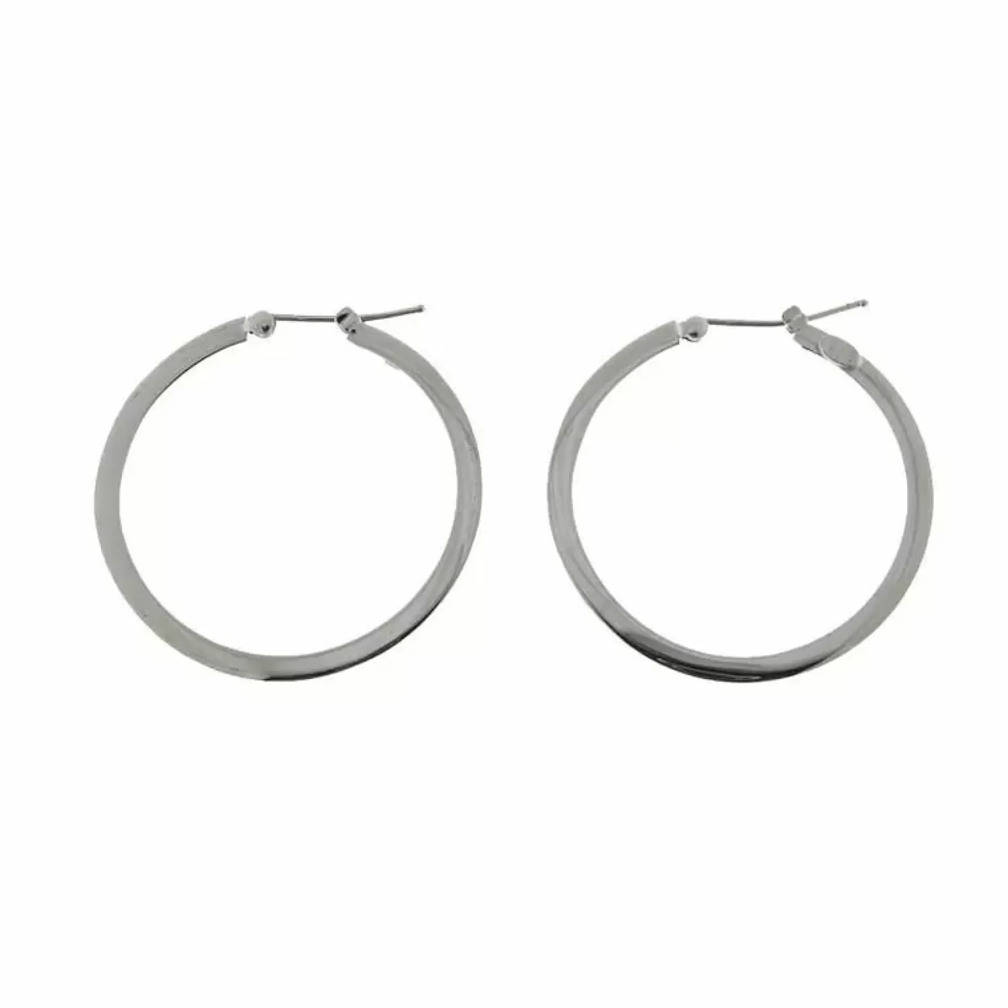 Roberto Coin 18K White Gold Medium Flat Hoop Earrings Outlet