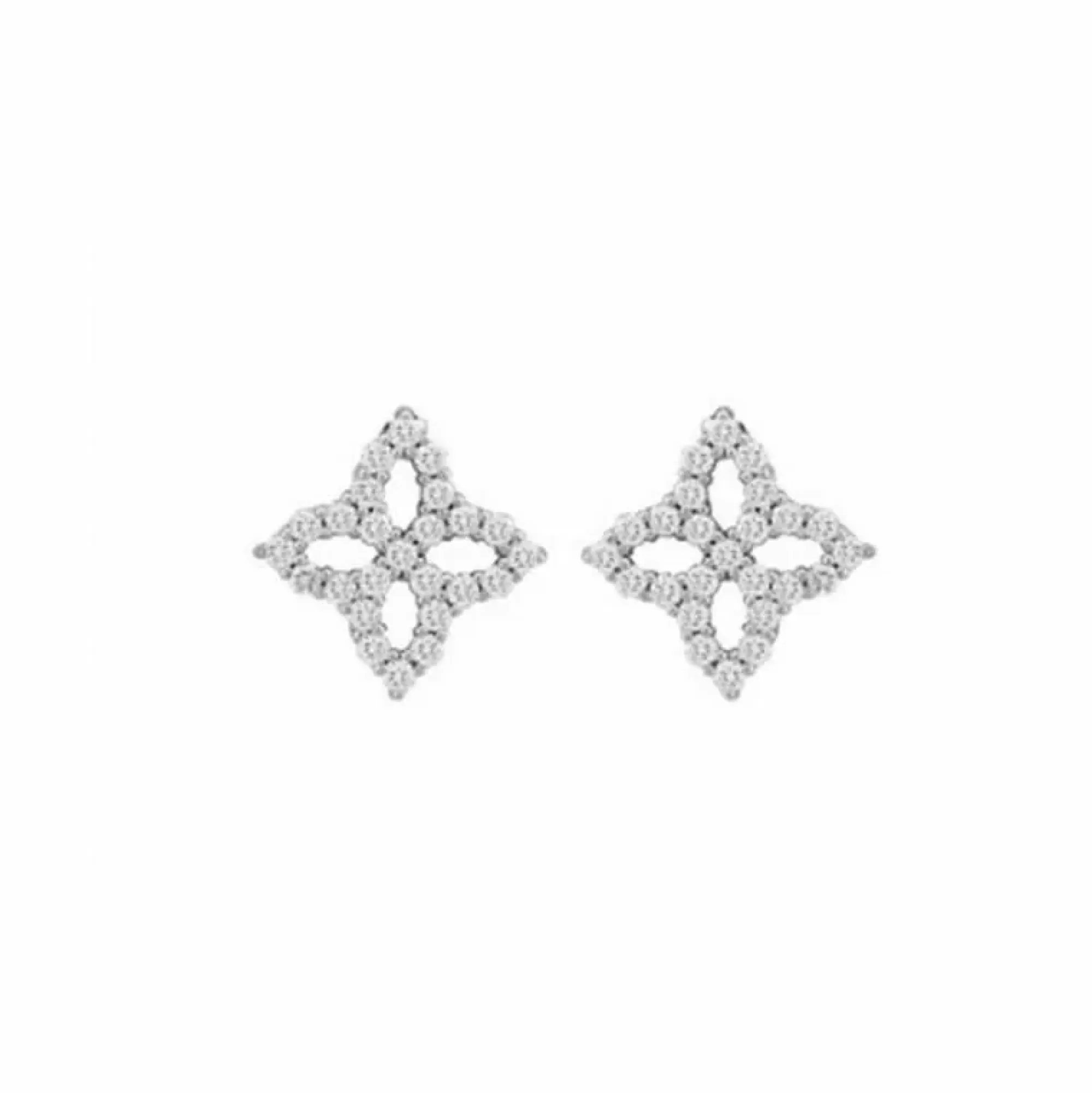 Roberto Coin Princess Flower 18K White Gold Diamond Small Open Stud Earrings Best