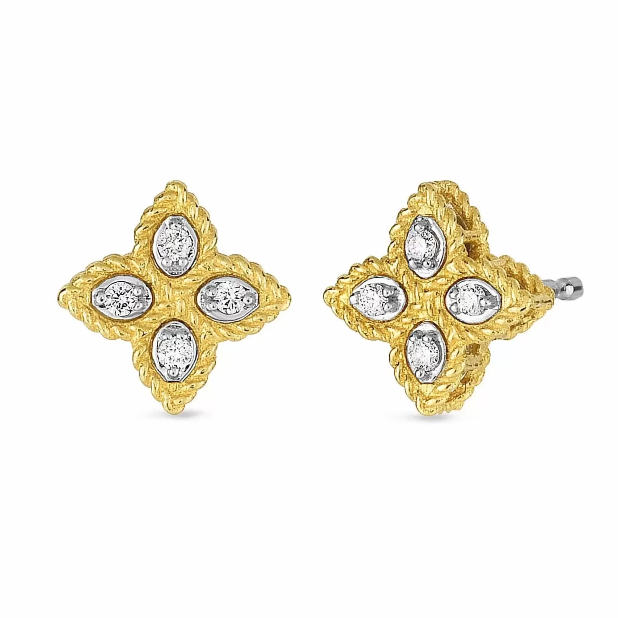 Roberto Coin Princess Flower 18K Yellow Gold Small Diamond Stud Earrings Online