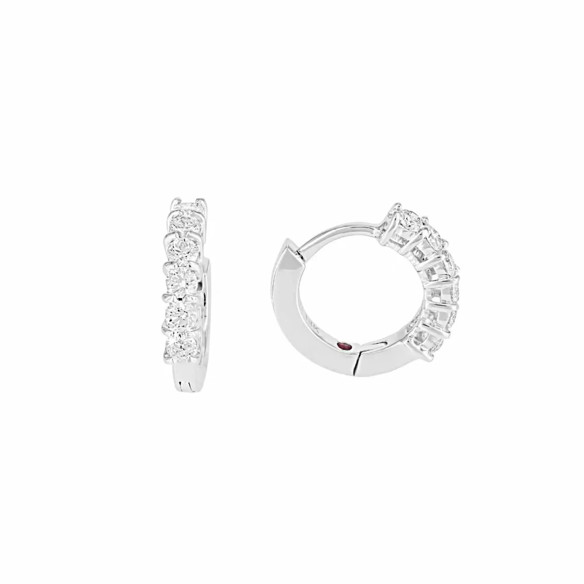 Roberto Coin Single Line 18K White Gold Diamond Hoop Earrings Discount