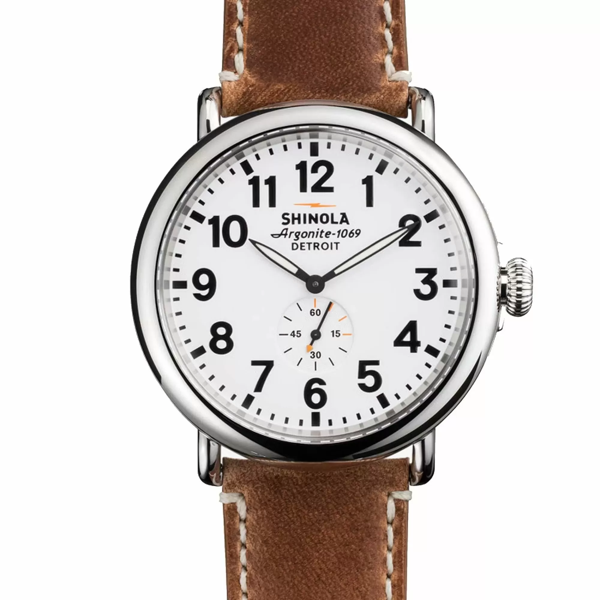 Shinola Runwell Stainless Steel 47Mm Quartz White Dial With Tan Leather Strap Sale
