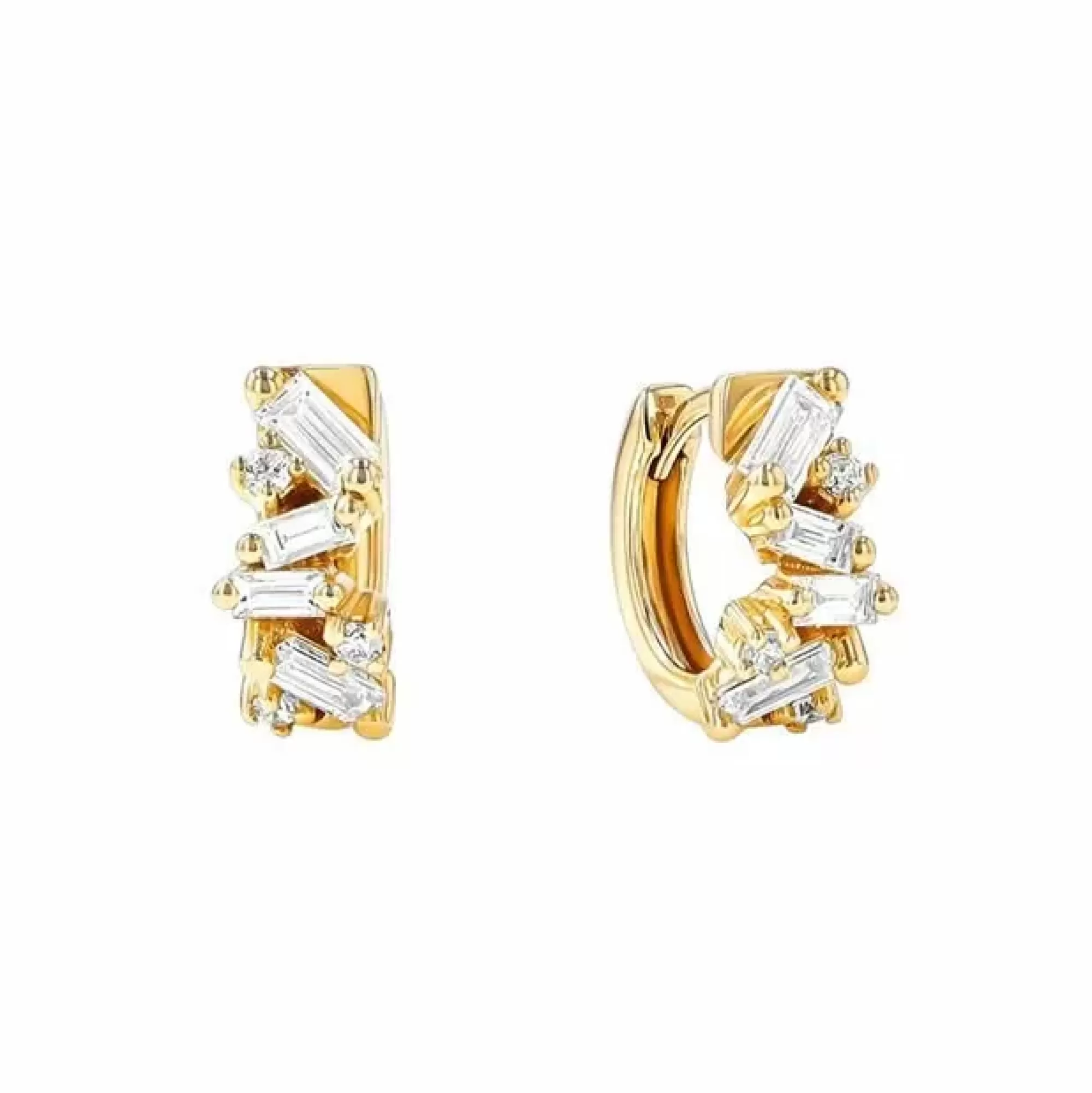 Suzanne Kalan 18K Yellow Gold And Diamond Firework Huggie Earrings Outlet