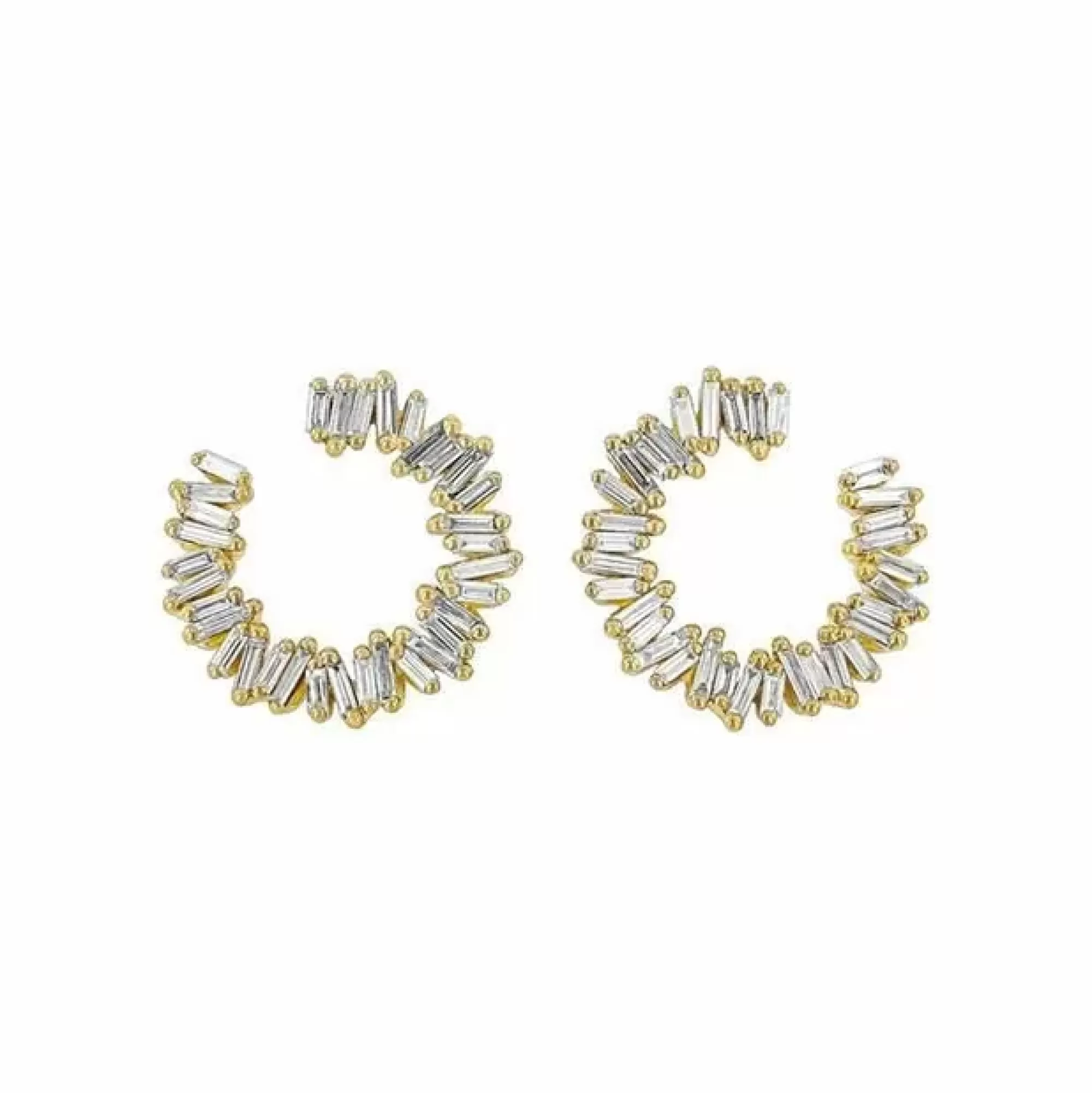 Suzanne Kalan 18K Yellow Gold Diamond Firework Spiral Hoop Earrings Best Sale
