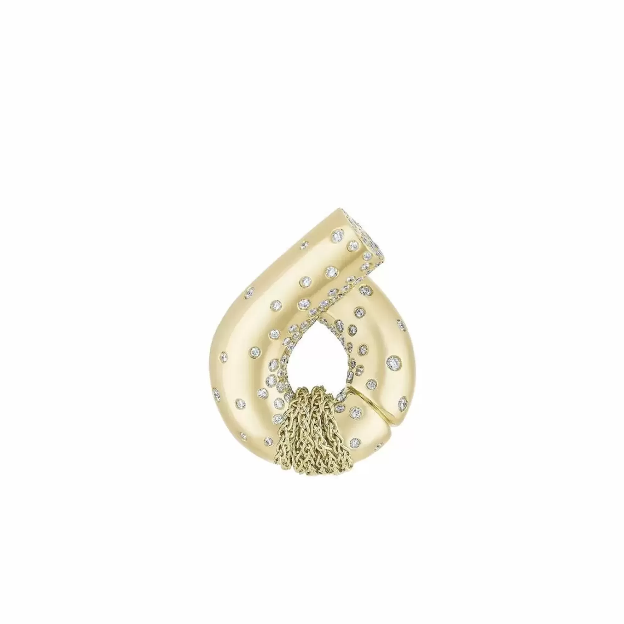 Tabayer Oera Yellow Gold Pave Diamond Inverted Hoop Earrings Cheap