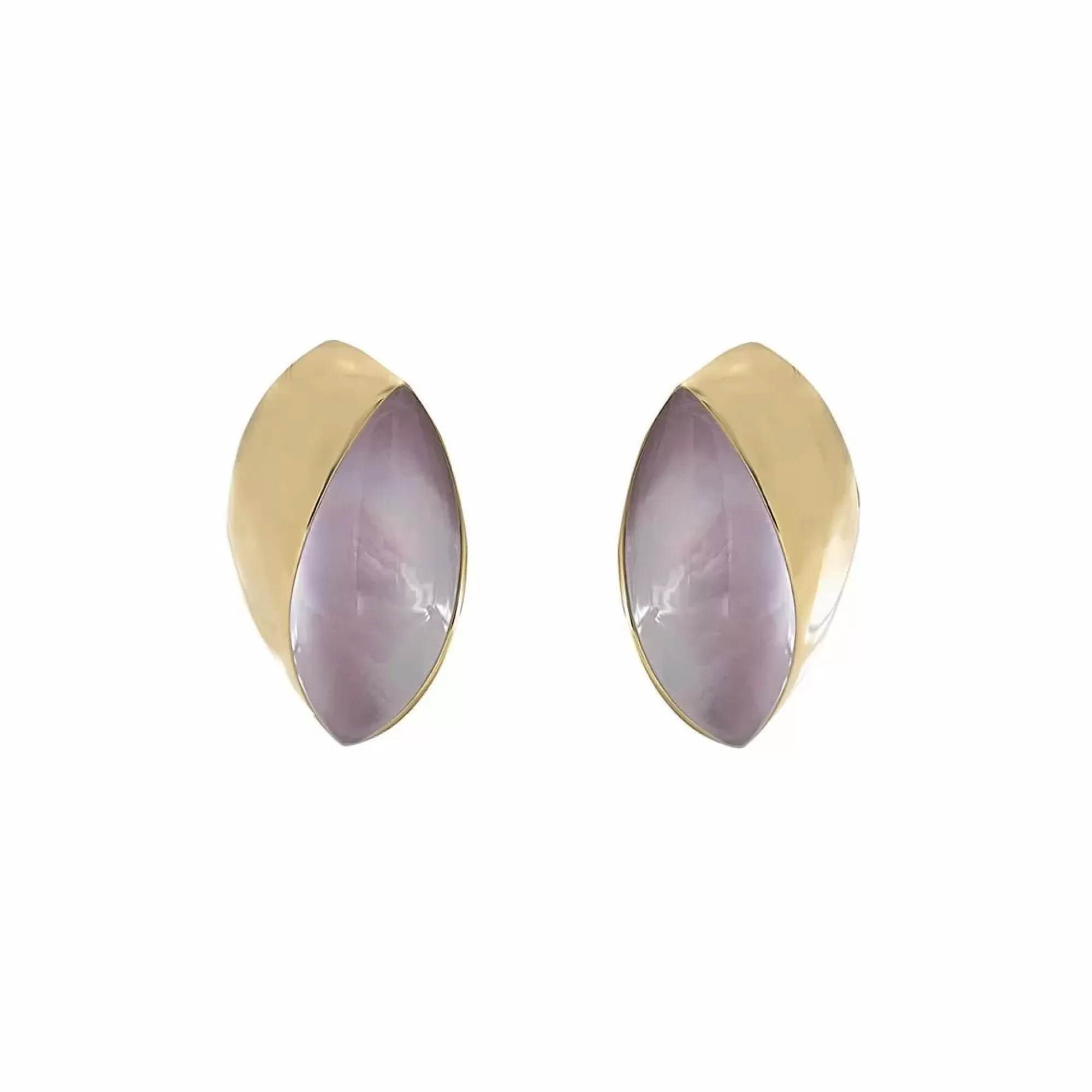Vhernier Laguna 18K Rose Gold Rock Crystal Mother Of Pearl And Siderite Earclips New