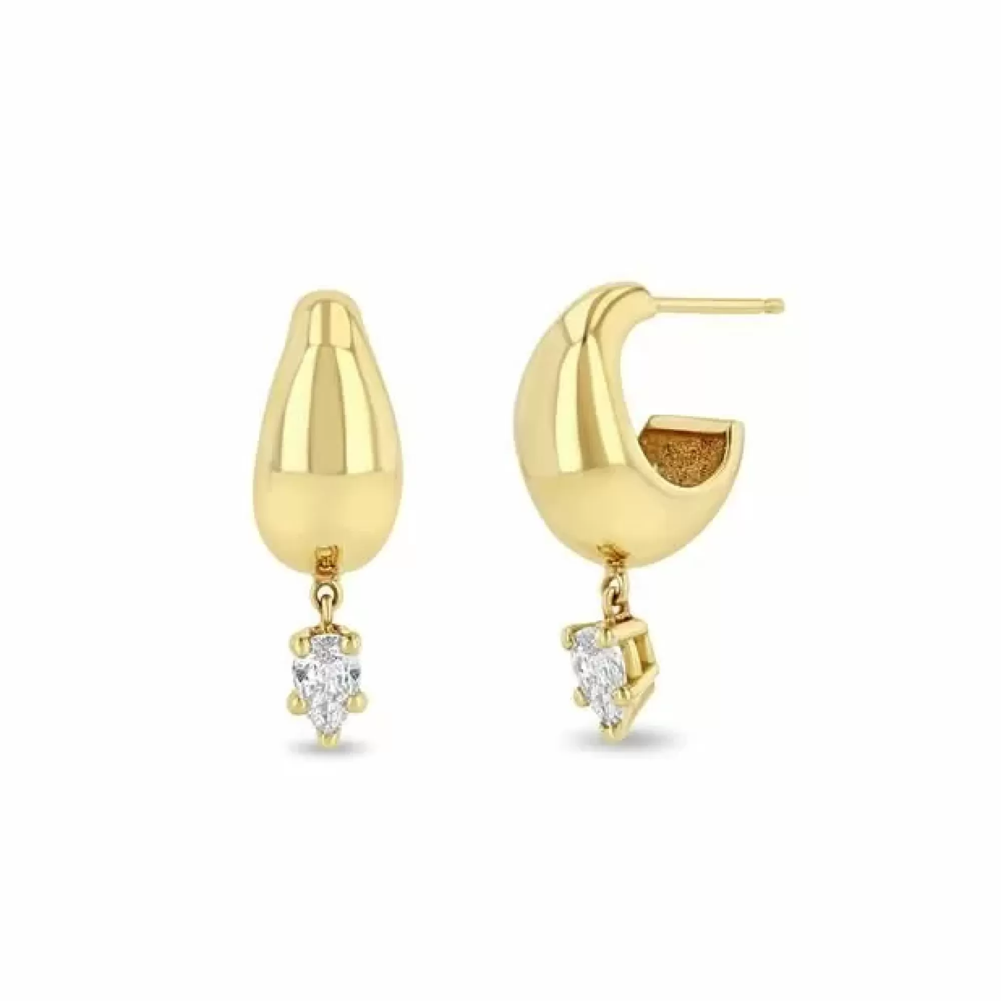 Zoe Chicco 14K Yellow Gold And Diamond Pear Shaped Huggie Earrings Cheap