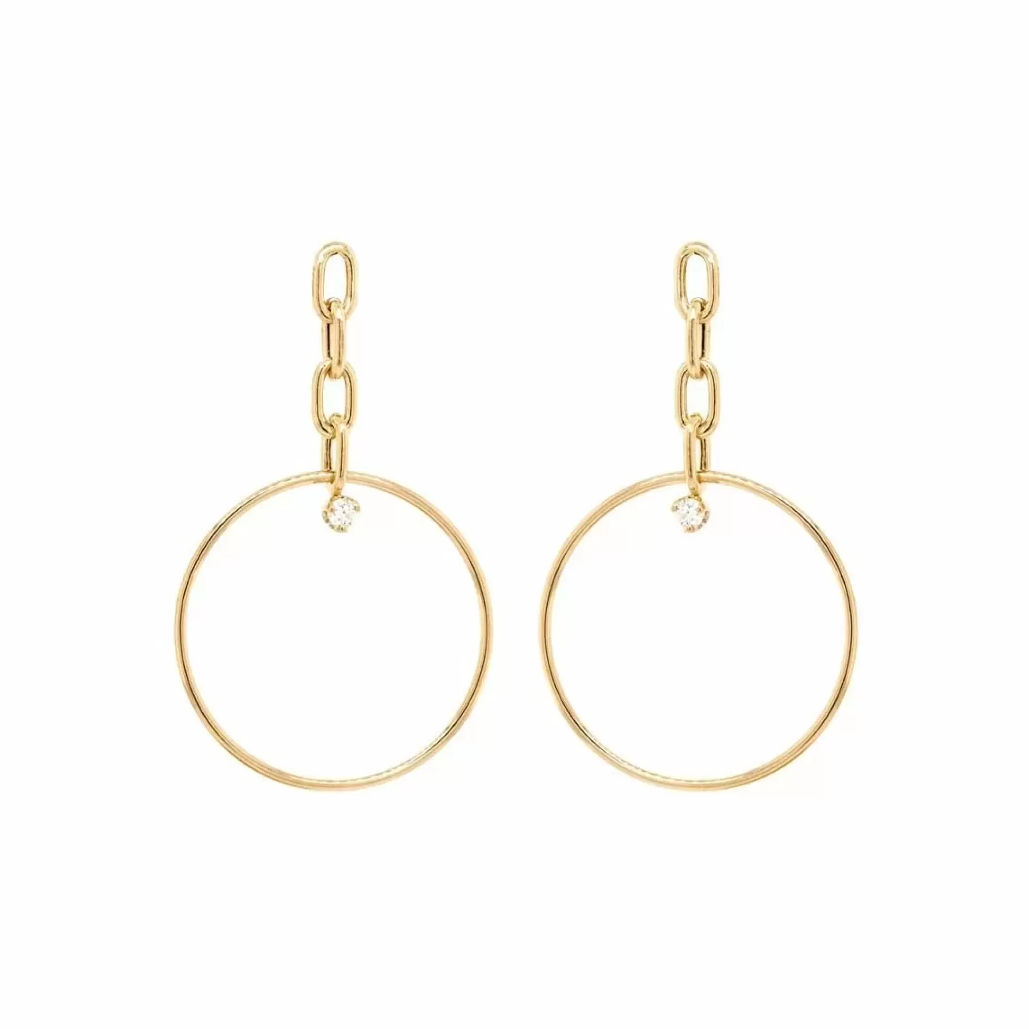 Zoe Chicco 14K Yellow Gold Chain Drop Hoop Earrings Hot