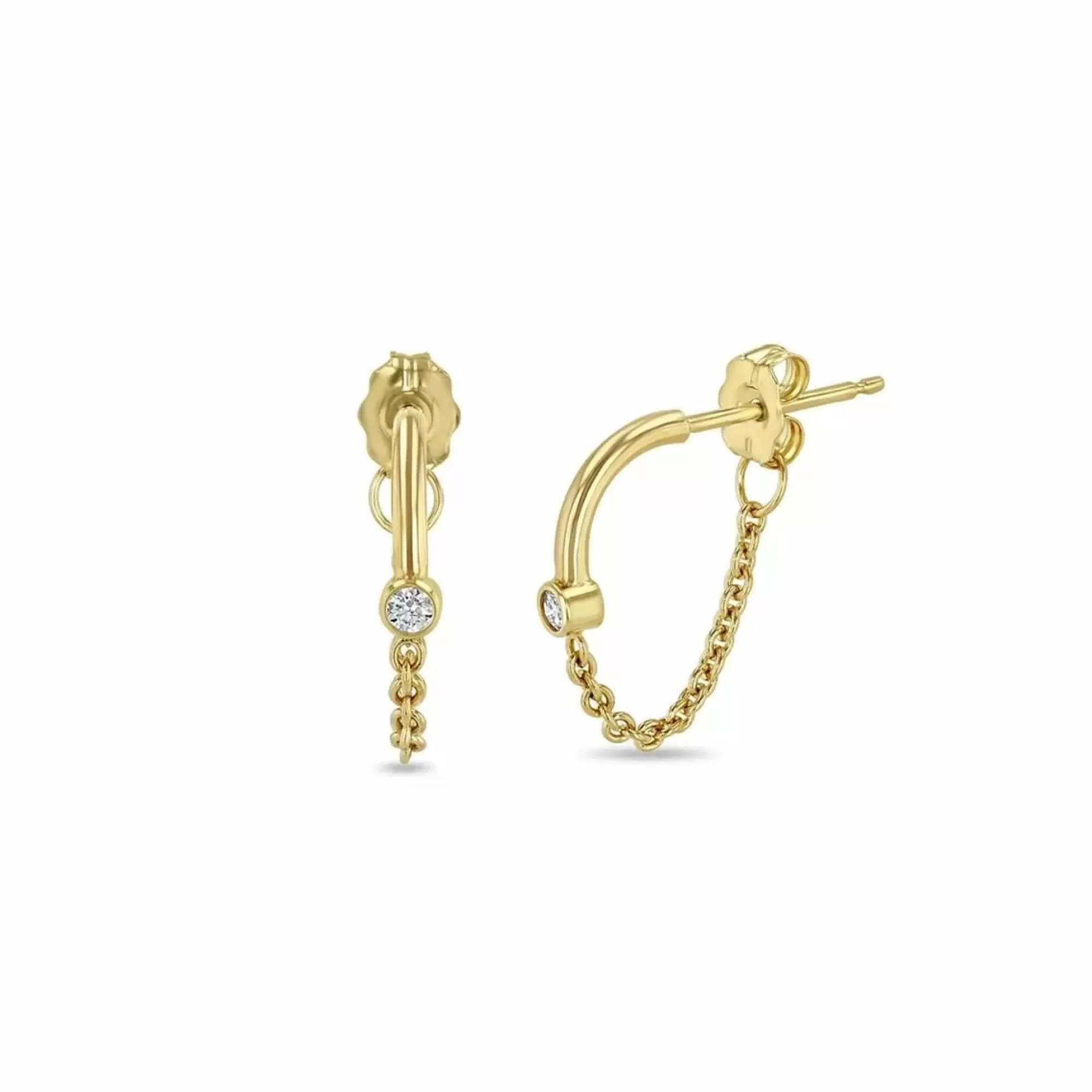 Zoe Chicco 14K Yellow Gold Chain Huggie Earrings Store