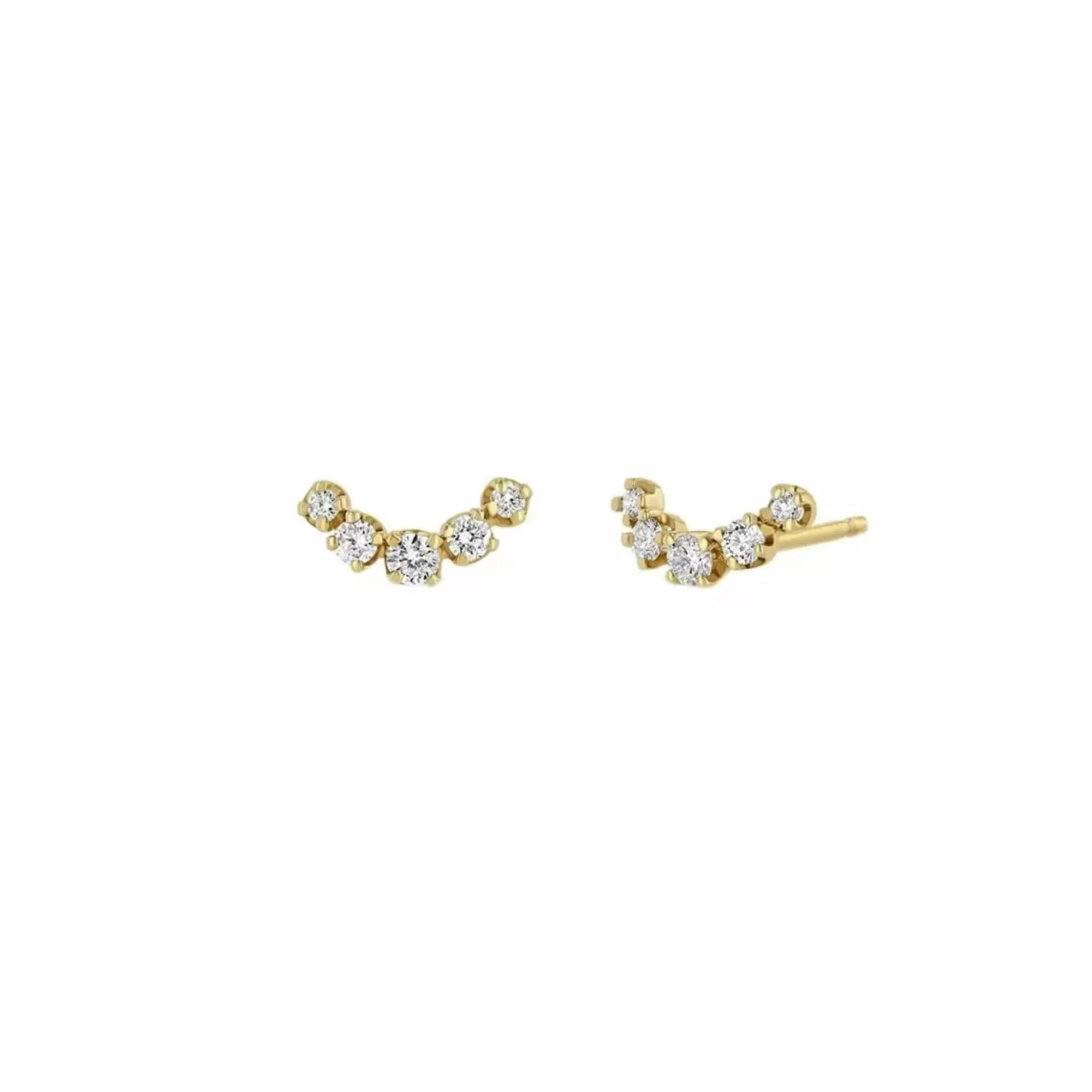 Zoe Chicco 14K Yellow Gold Diamond Curved Bar Stud Earrings Cheap