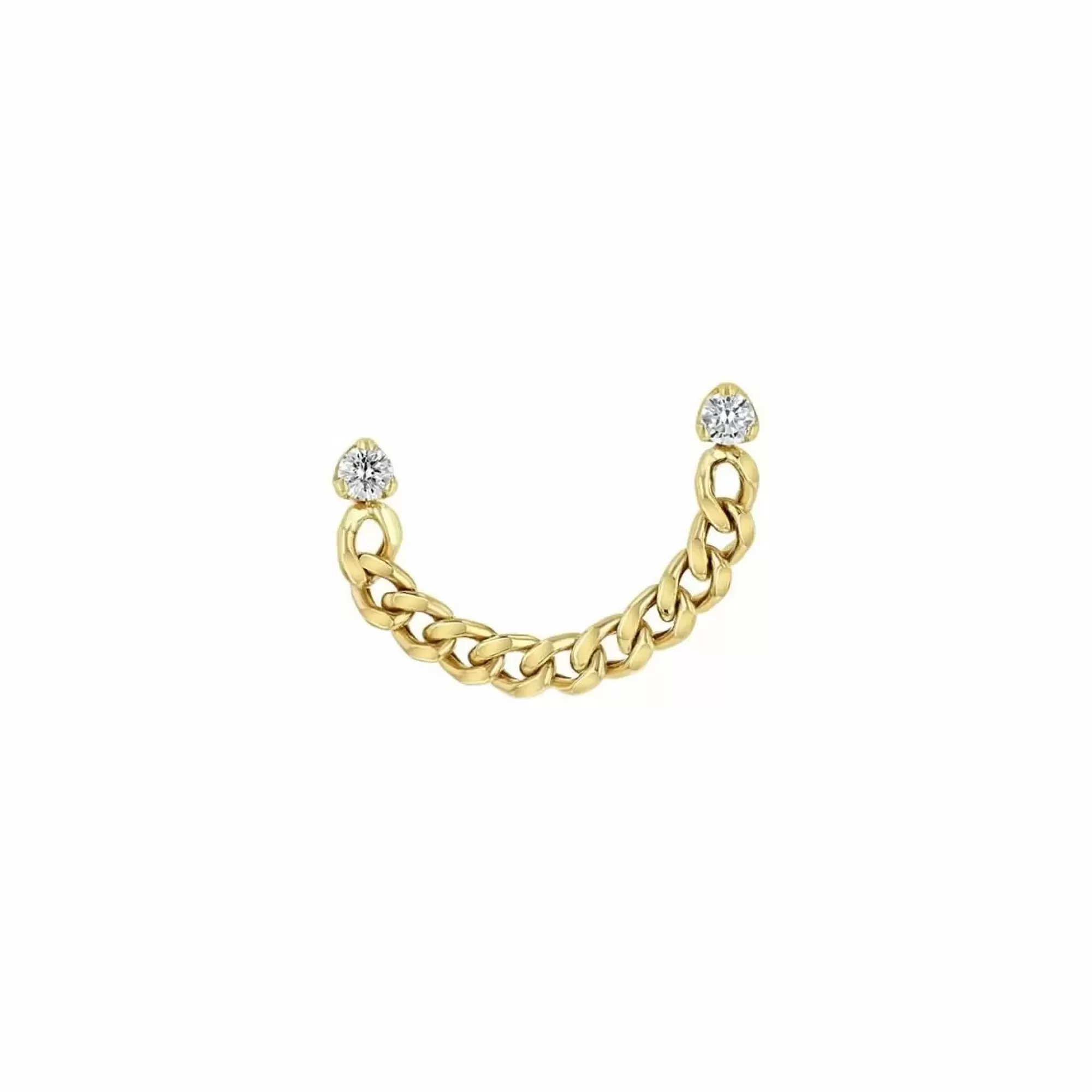 Zoe Chicco 14K Yellow Gold Double Diamond Stud Curb Chain Earring Discount