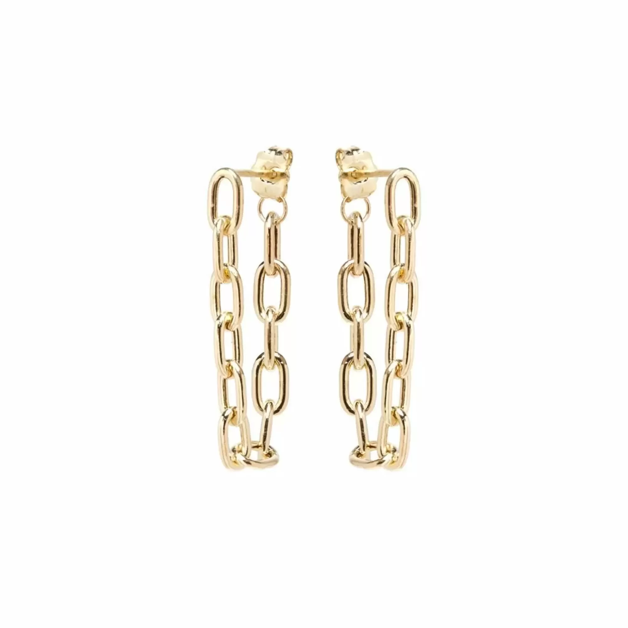Zoe Chicco 14K Yellow Gold Medium Square Oval Link Soft Hoop Earrings New