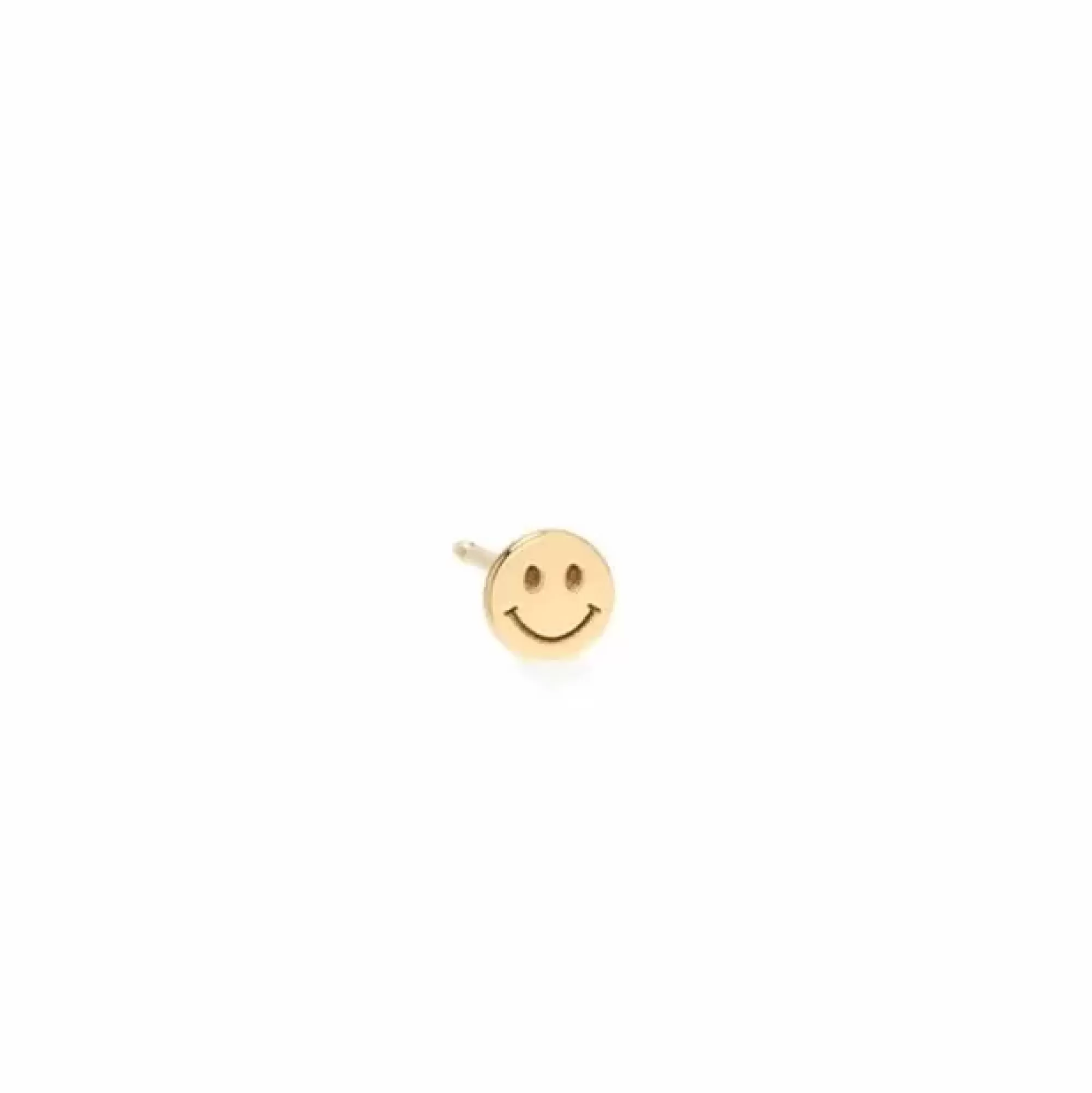 Zoe Chicco 14K Yellow Gold Smiley Face Single Stud Earring Best